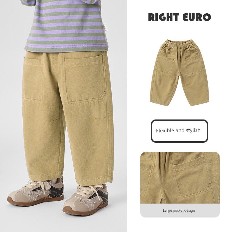 Boys Casual Versatile Woven Long Pants 2026 Spring and Autumn New Children s Clothing Baby Spring and Autumn Pants Trendy Khaki 90cm
