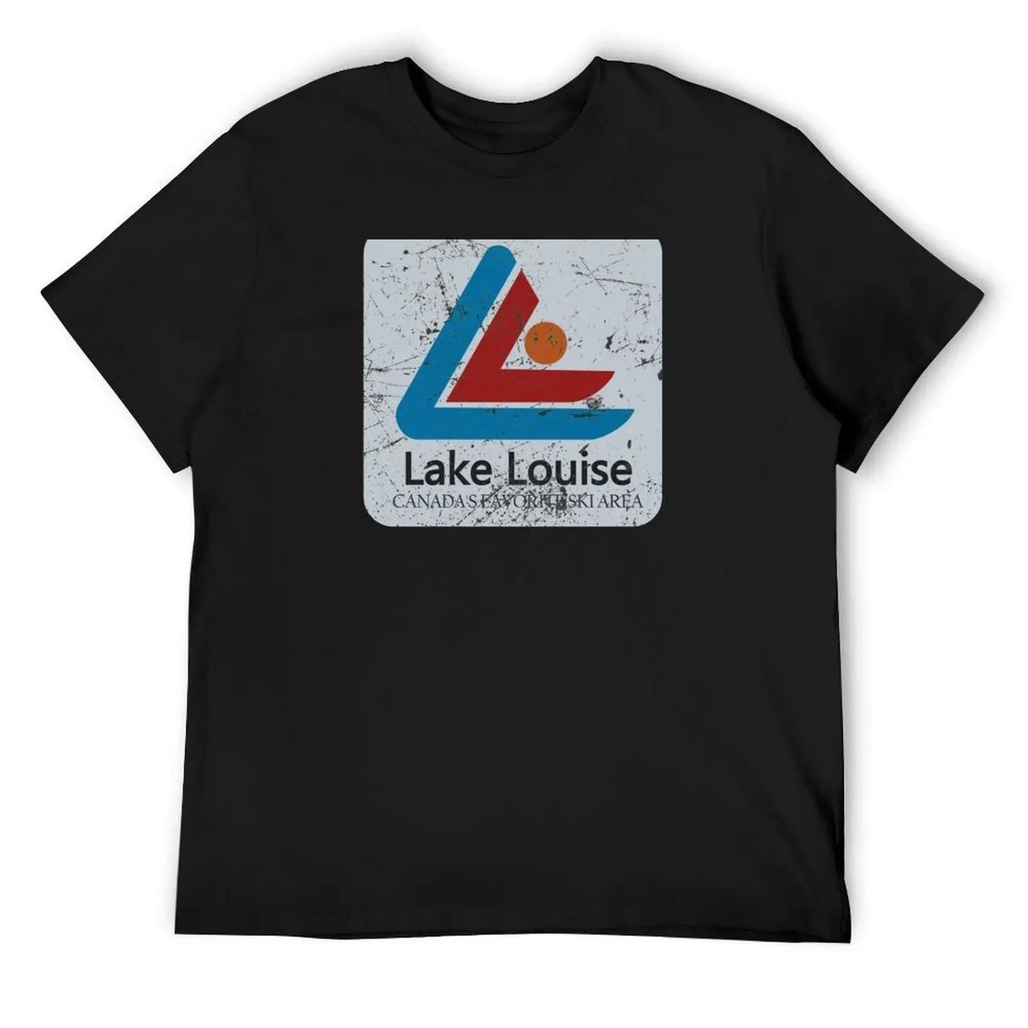

Lake Louise Vintage Ski Distressed T-Shirt sweat Funny t-shirts essential t shirt summer 2025 cotton t shirt men XXXXXL чорний