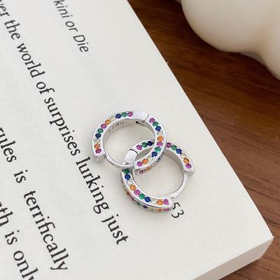 Exquisite Colorful Zircon Hoop Earrings: Unique, High-End, Minimalist Ear Cuffs for Men & Women