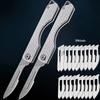 Stainless Steel Folding Knife Mini Keychain Pocket Knife Quick Open Scalpel Knife Replaceable Blades Kitchen Knife Accessories