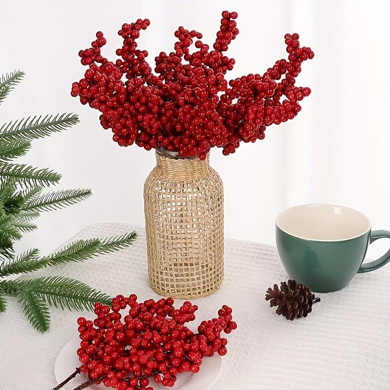 10pcs Vibrant Red Artificial Berries for Christmas Tree - DIY Holiday Decor, No Power Needed