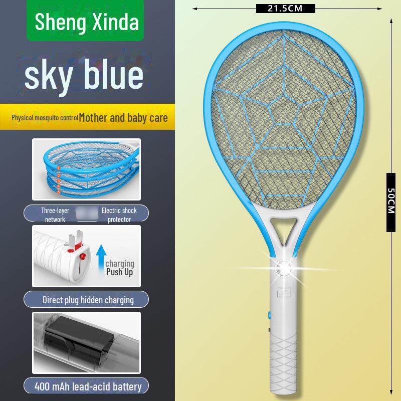 

Светодиодная мухобойка с USB-зарядкой и большой сеткой для защиты от комаров и мух