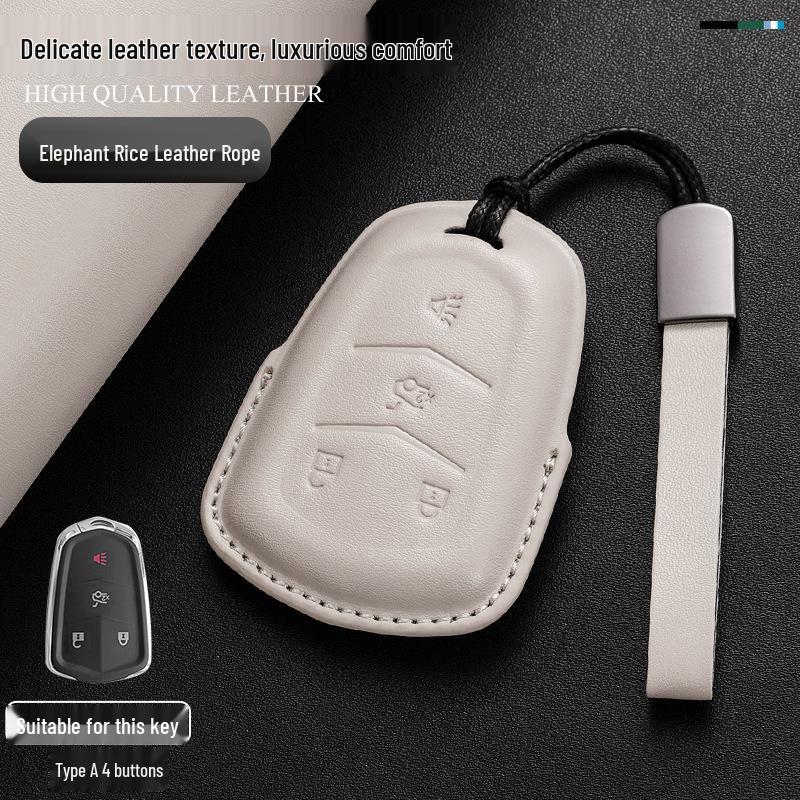 Genuine Leather Key Case for Cadillac: Compatible with CT6, XT5, XT4, XT6, CT4, CT5, XTS, GT4, and ATSL Models.