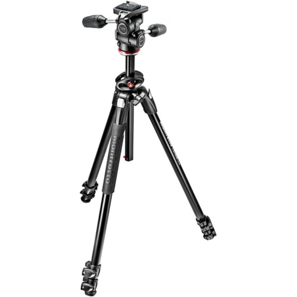 Manfrotto 290 Series DUAL Tripod, Aluminum, 3-Section, MK290DUA3-3W, with 3-Way Head, 4kg Load Capacity, Maximum Height 175.5cm, Minimum Height 5.5cm,