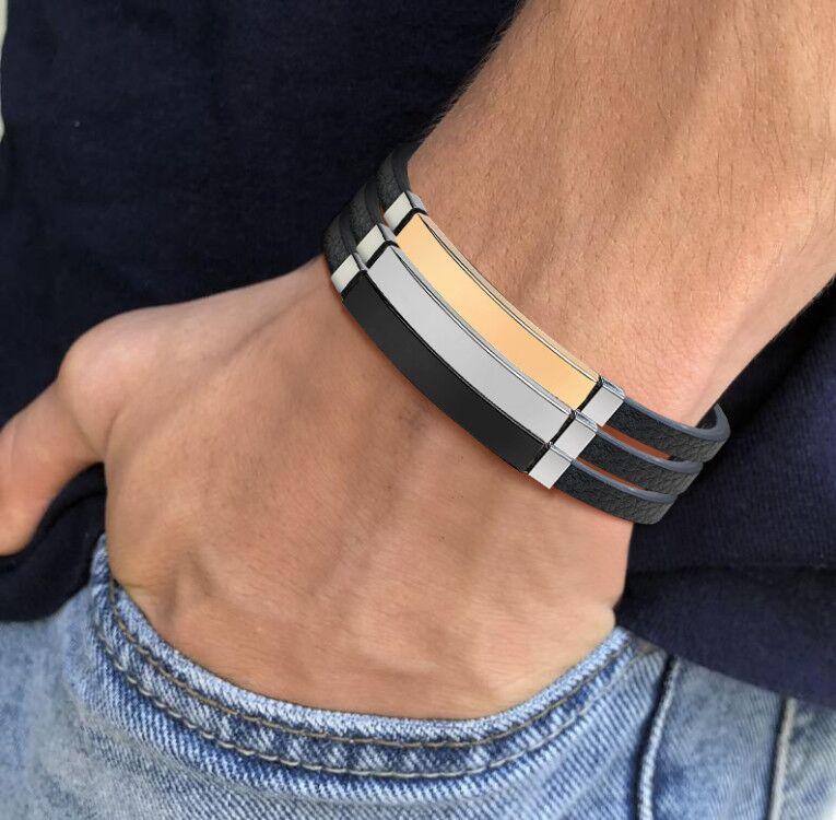 Individuelles dünnes Lederarmband, personalisierbares verstellbares Armband, Punk-Leder-Wrap für Damen und Herren