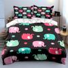 Colorful Elephant Pattern Decor Set Soft Comfortable Duvet Cover Bedding Set Included 1*Duvet Cover & 2*Pillowcases, Gift