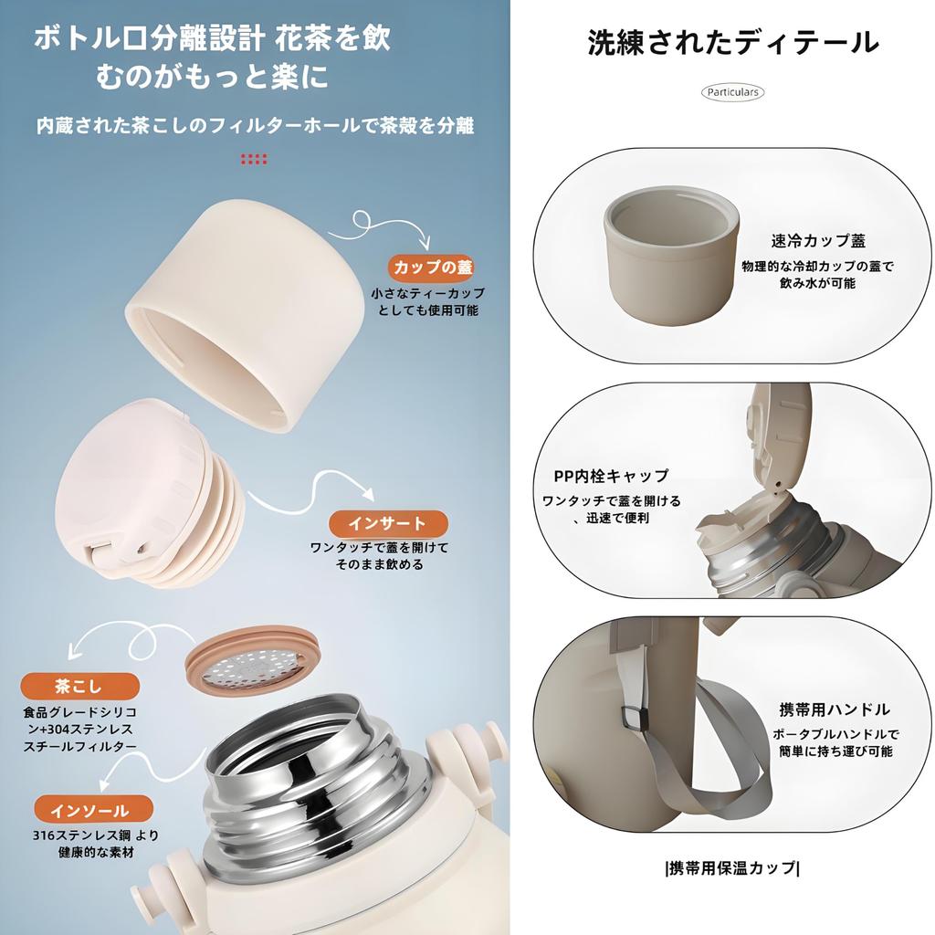 MYEEDA 1 Liter Water Bottle, Made of Medical-Grade 316 Stainless Steel, Insulated and Insulated, Large Capacity, with Shoulder Strap and Handle,