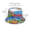 Spring And Summer Polyester Cartoon Print Bucket Hat Fisherman Hat Outdoor Travel Sun Cap For Men And Women 42