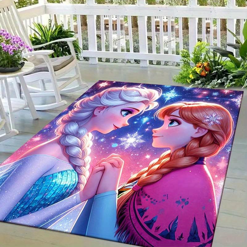 

1pc Elsa and Anna Pattern Area Rug Soft Flannel Floor Mat for Living Room, Bedroom, Kitchen, Sofa Coffee Table Floor Mat, Machine Washable 60cm by 90cm