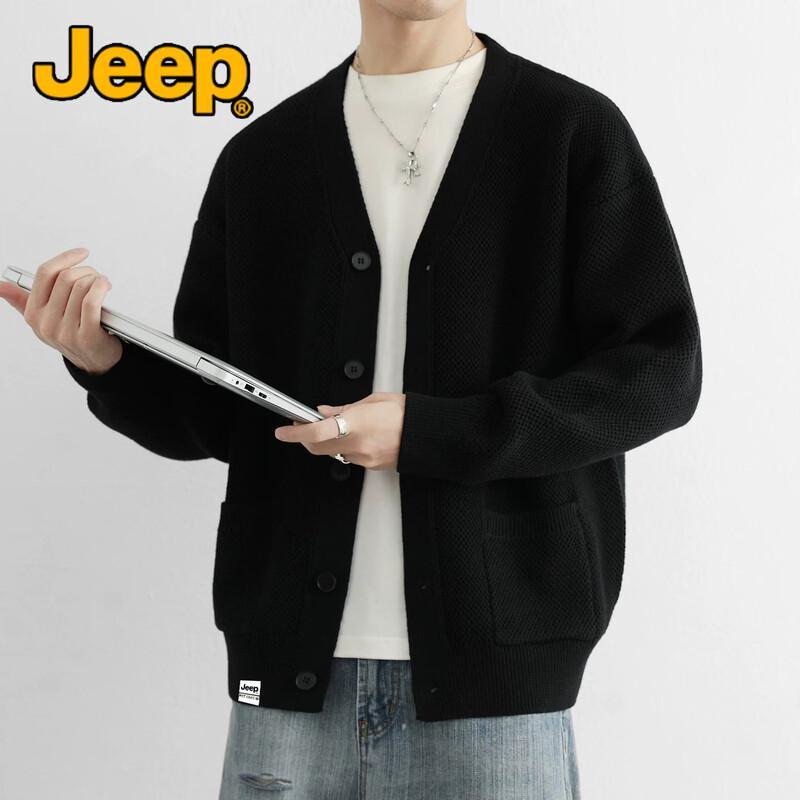 JEEP Men's Casual V-Neck Cotton Knit Cardigan