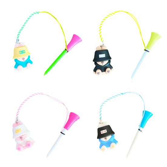 Anti Lost Golf Tee Hanger with Tee Colorful Cartoon Plastic Tee Hoop Ring with Strap Golf Accessories for Men Women Golfer Gifts