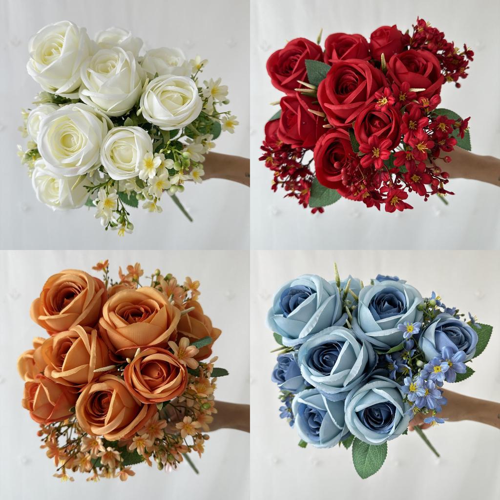 Elegantes Seidenrosen-Bouquet mit realistischem Design für Hochzeitsdekoration und Foto-Requisiten
