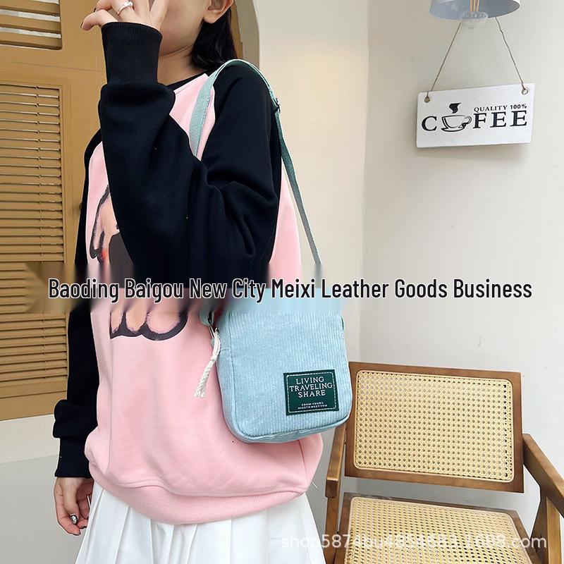 Korean Fashion Women's Corduroy Square Shoulder Bag - 2023 New Style Simple Crossbody