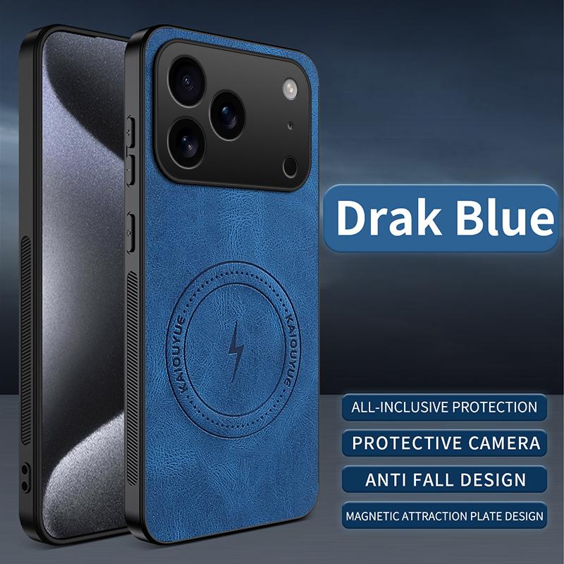 

Магнитный кожаный чехол для iPhone 17 Pro Max 17 Pro Air Cover Мягкий для Mag-safe Полная защита камеры Ударопрочный чехол Fundas iPhone Air синий