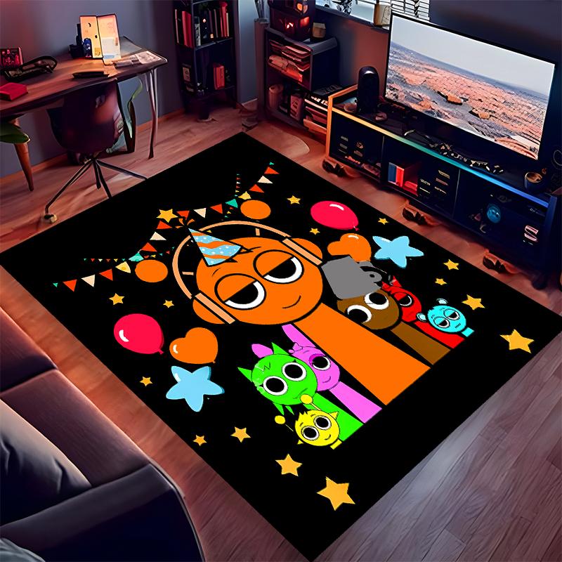 1pc Sprunki Game2 Print Area Rug - Soft, Washable Non-Slip Indoor Mat for Office Chairs, Living Room, Home Office Decorative Rug