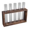 5 Test Tube Plant Terrarium Transparent Observe Growth Status Water Plant Holder with Wooden Stand for Herbs