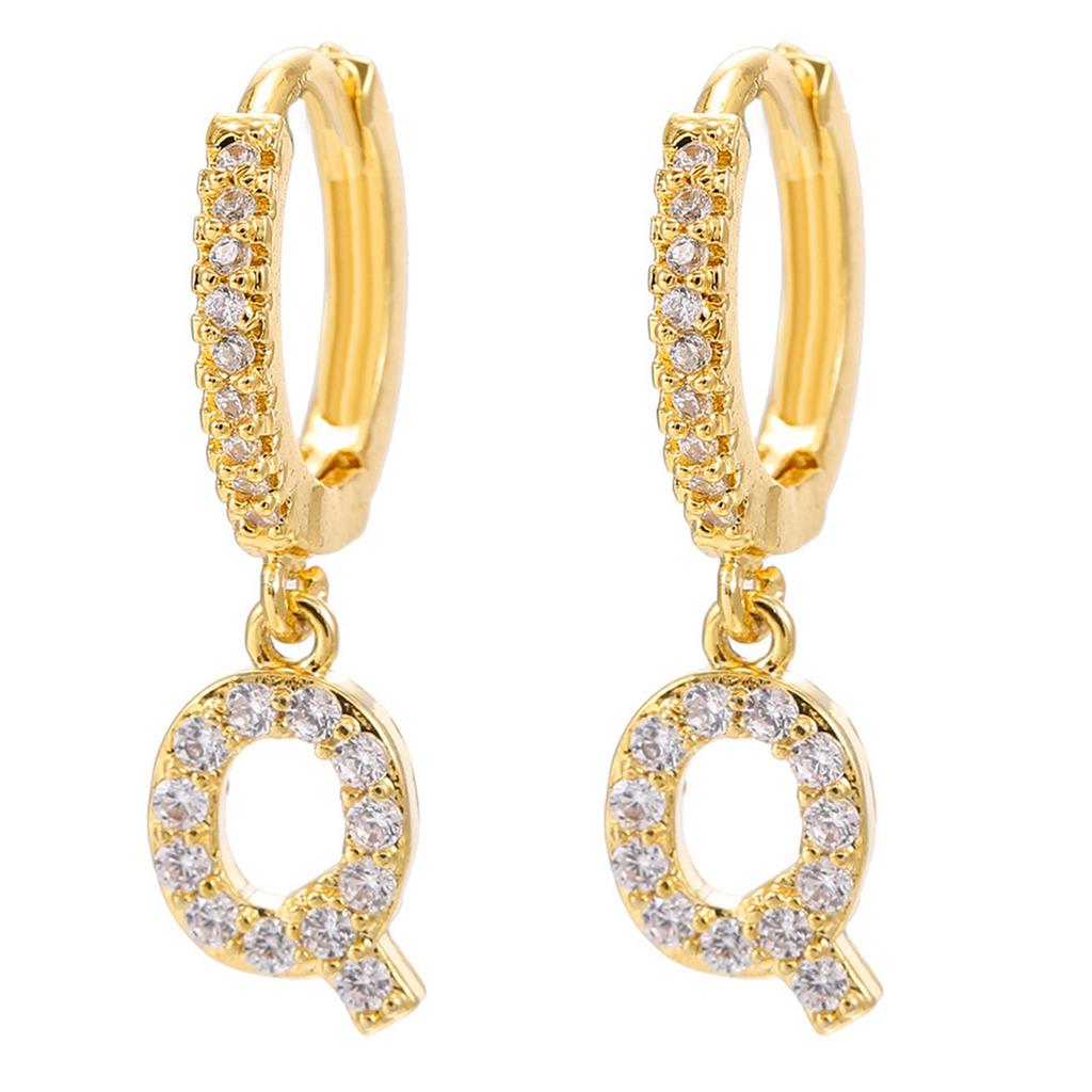 A Pair Of Zircon Earrings With Letters