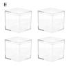 4Pcs Wedding Clear Candy Box Plastic Transparent Square Cube Box Portable Lid Case Storage Organizer