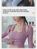 Peach Halter Neck Long Sleeve Yoga Top with Chest Pad for Women