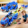 Children'S Tyrannosaurus Rex Swallowing Car Multi-Function Track Deformation Ejection Alloy Car Dinosaur Toy