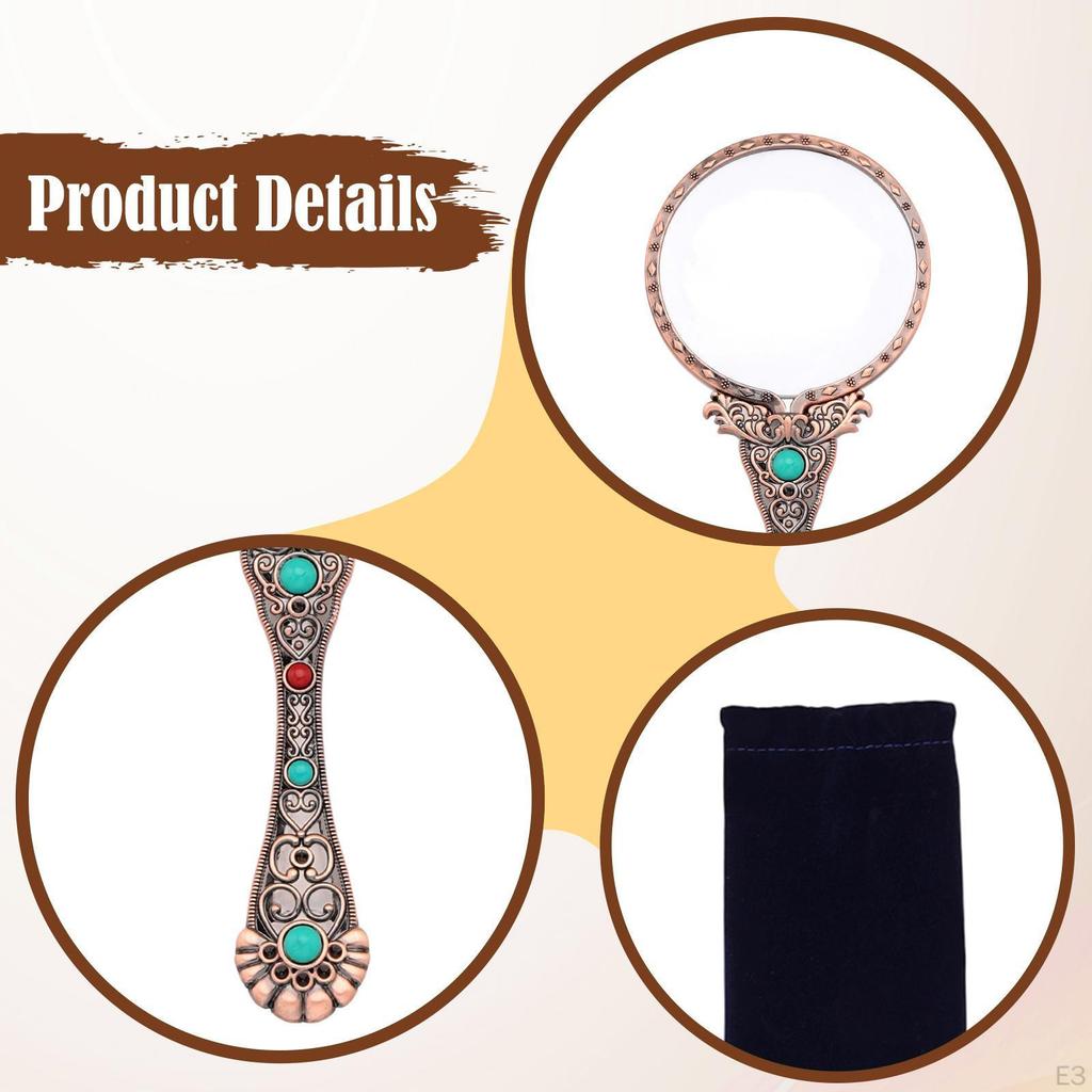 3x Retro Glass Book Reading Aid Fine Pattern Magnifier Identification Tool for Science Class