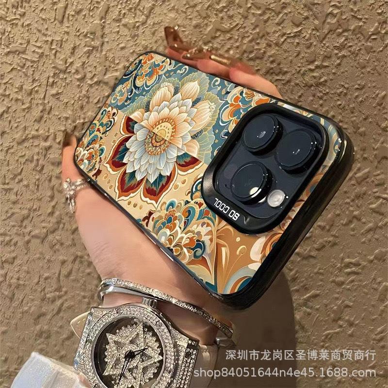 The New Lotus Is Suitable for Apple 15 Colored Silver iPhone14Pro Creative 11promax Matte 16 Protective Case 17.