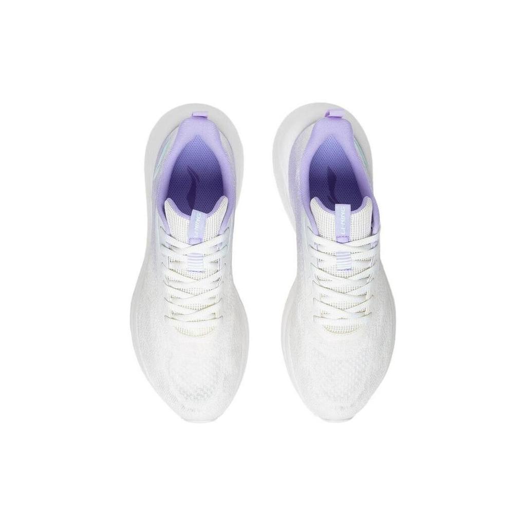Li Ning YunQue Slip Resistant Cushioning Abrasion Resistant Low Top Running Shoes Women's White Purple ARST026-2