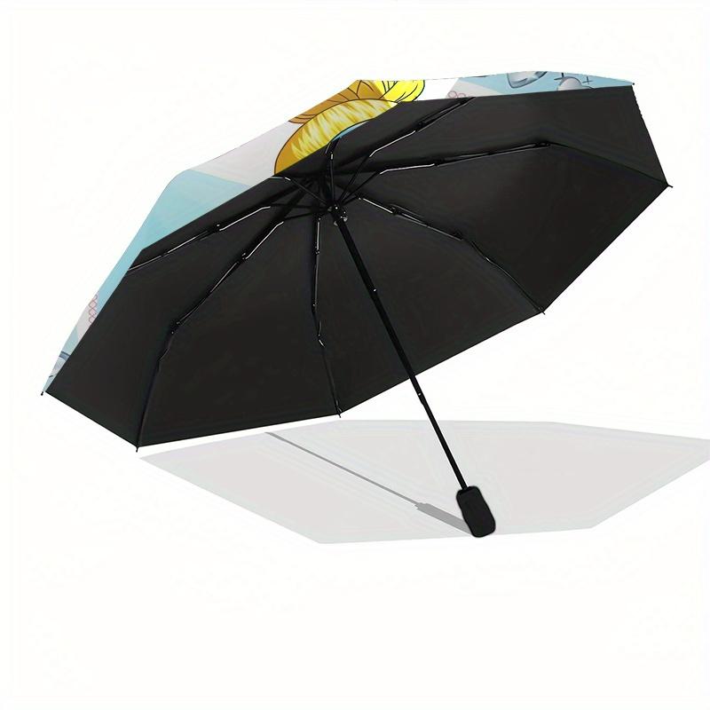 Cinderella, Fairy Tale Automatic Opening and Closing Umbrella - 8 Ribs Portable Folding Umbrella with Plastic Handle, Suitable for Leisure a
