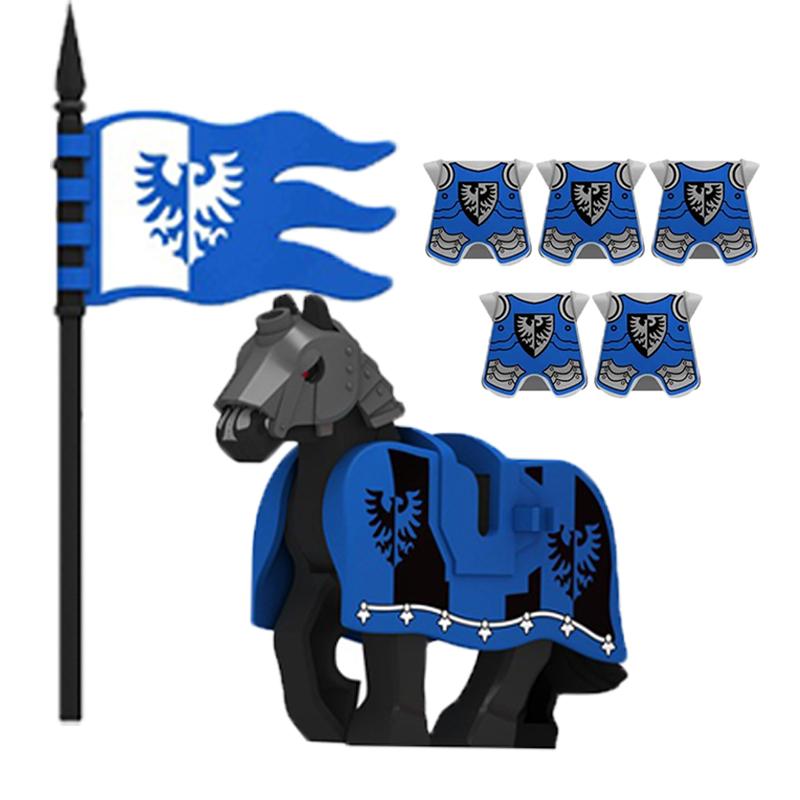 Building Blocks Medieval Ancient Solider Figures Knight Gifts Equipments Accessories Vest War-horse Flags MOC Mini Bricks Toys