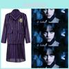 Wednesday Addams Kostüm für Mädchen aus Polyesterstoff Halloween Cosplay Rollenspiel