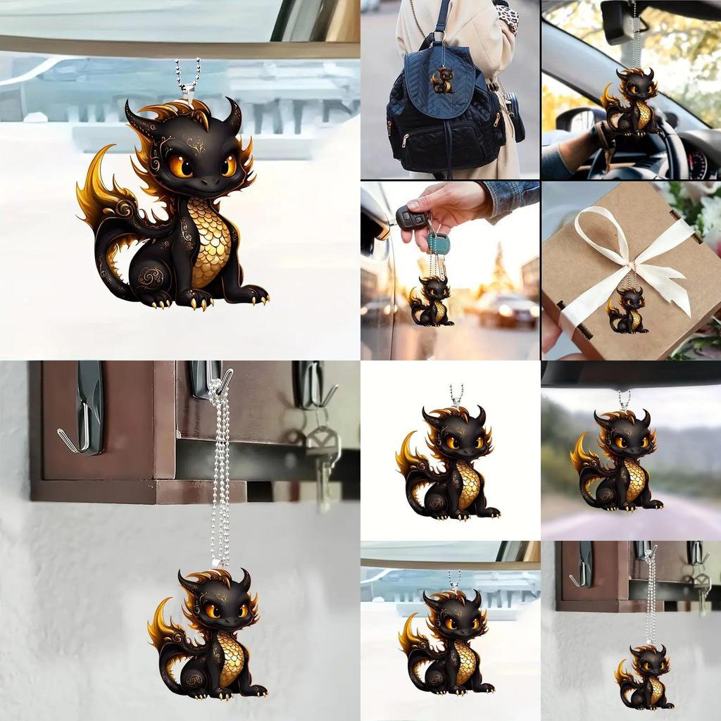 Eye-catching Black Dragon Acrylic Car Charm For Creative Interior Design