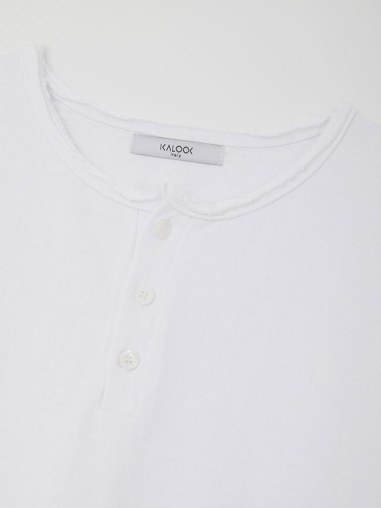 IKALOOK Pigment Henley Neck Vintage Long Sleeve T-Shirt Ctee106