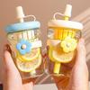 Cute Floral 500ml Glass Straw Bottle with Infuser