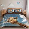 Funny Cute Giraffe Duvet Cover Boys Girls Single Size, Zoo Animal Bedding Set Hipster Style Comforter Cover Set and Pillowcases