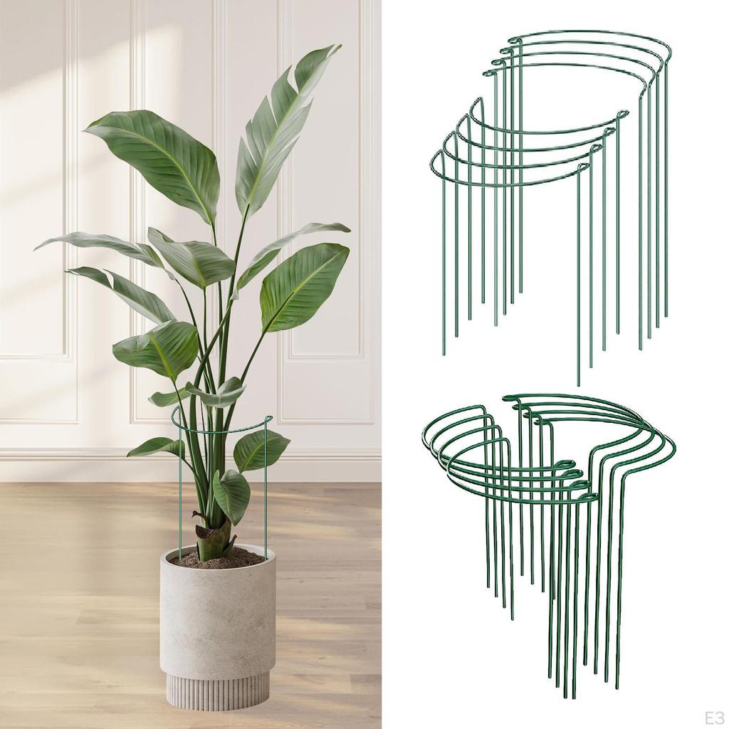 8 Pieces Plant Support Stakes Metal Garden Rings Half Round Easy To Install Stake for