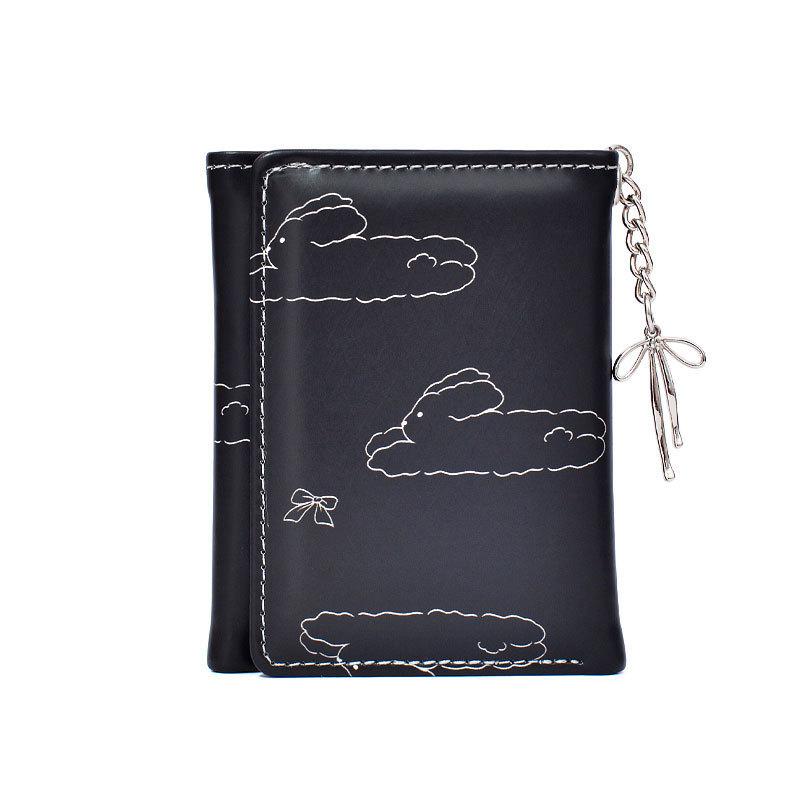 

2025 новый женский кошелек женский высококлассный короткий кошелек студенческий женский ins женский кошелек кошелек с принтом чёрный