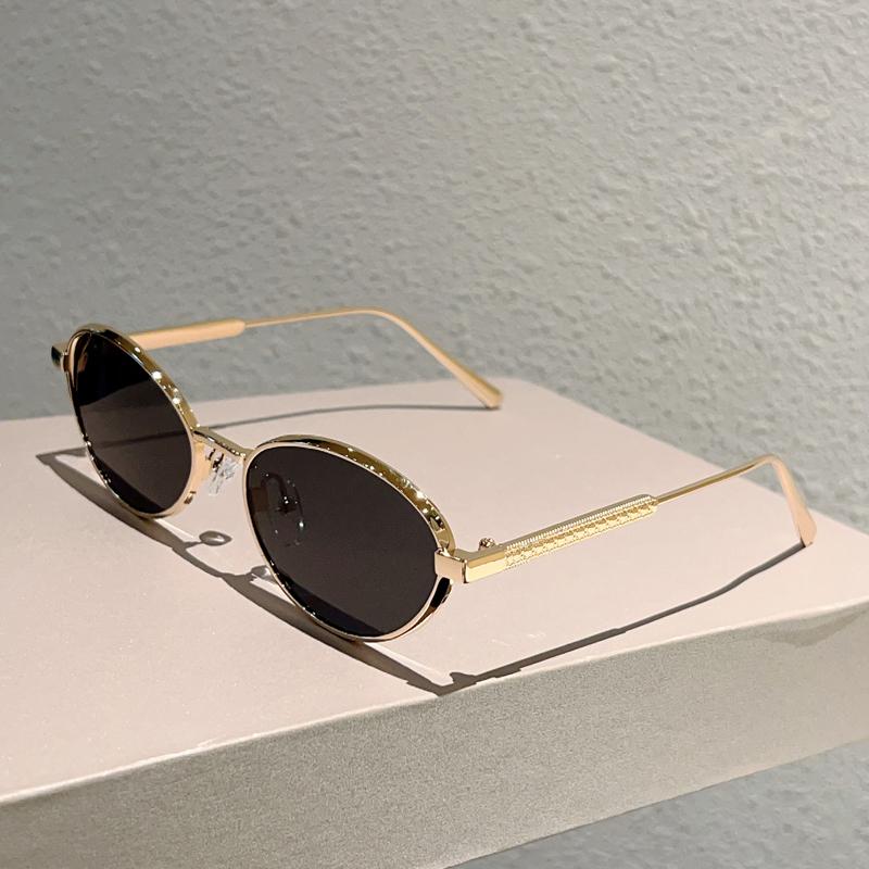 KAMMPT Vintage Oval Sunglasses New in Fashion Metal Rim Casual Shades Women Trendy Luxury Brand Design Outdoor Decor Sun Glasses