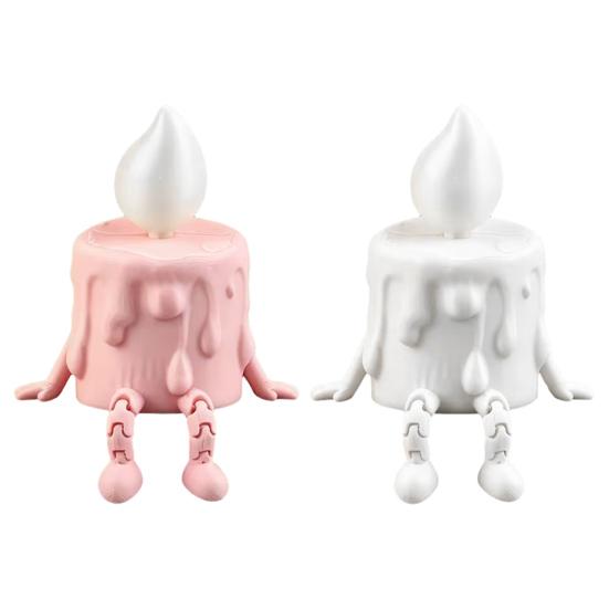Tabletop Decorative Candle Figure 3D Printing Ornament, Wax Liquid Texture Dripping Sculpture with Smooth Surface Printed Movable Joints, Adjustable