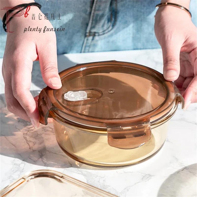 Glass Fresh-Keeping Box, Microwave Oven Heating Special Bento Box, Lid Lunch Box