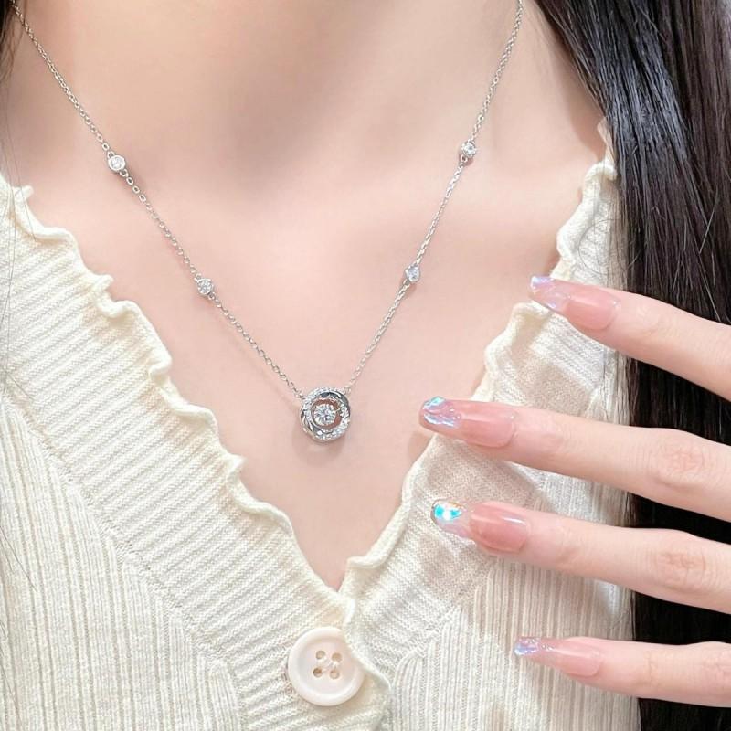 Womens Mobius Necklace Zircon Clavicle Chain Light Luxury Small Party