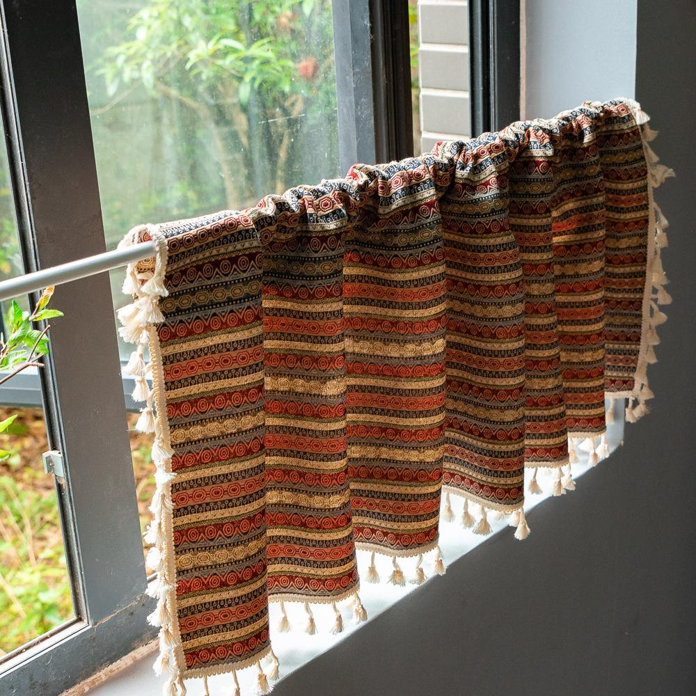 Tijă Striped Americană, Perdea de Bucătărie, Perdea Scurtă, Perdea pentru Ușa Dormitorului, Fereastră Bombată, Cafea, Perdea Jumătate, Draperie pentru Sufragerie