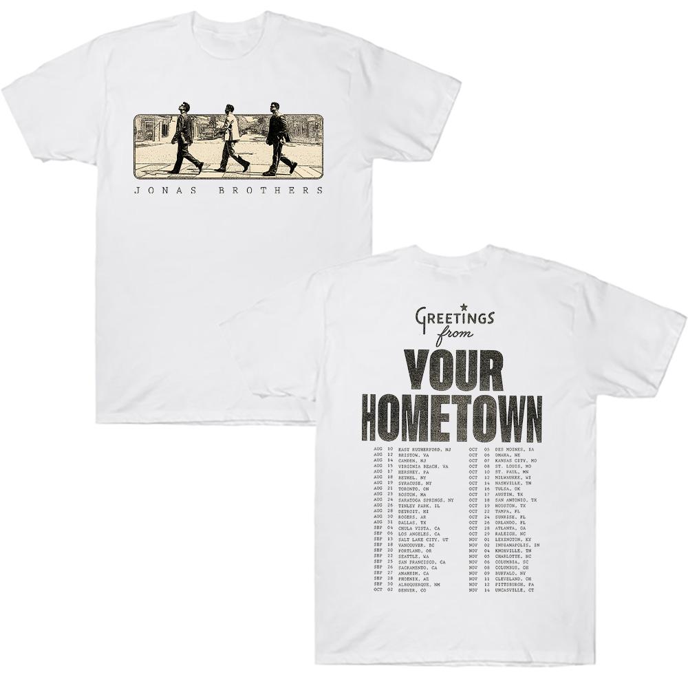 Greetings From Your Hometown Jonas Road Tour Tee Jonas Brothers Vintage Band T Shirts Breathable Hip Hop Men Women Tops Clothes S