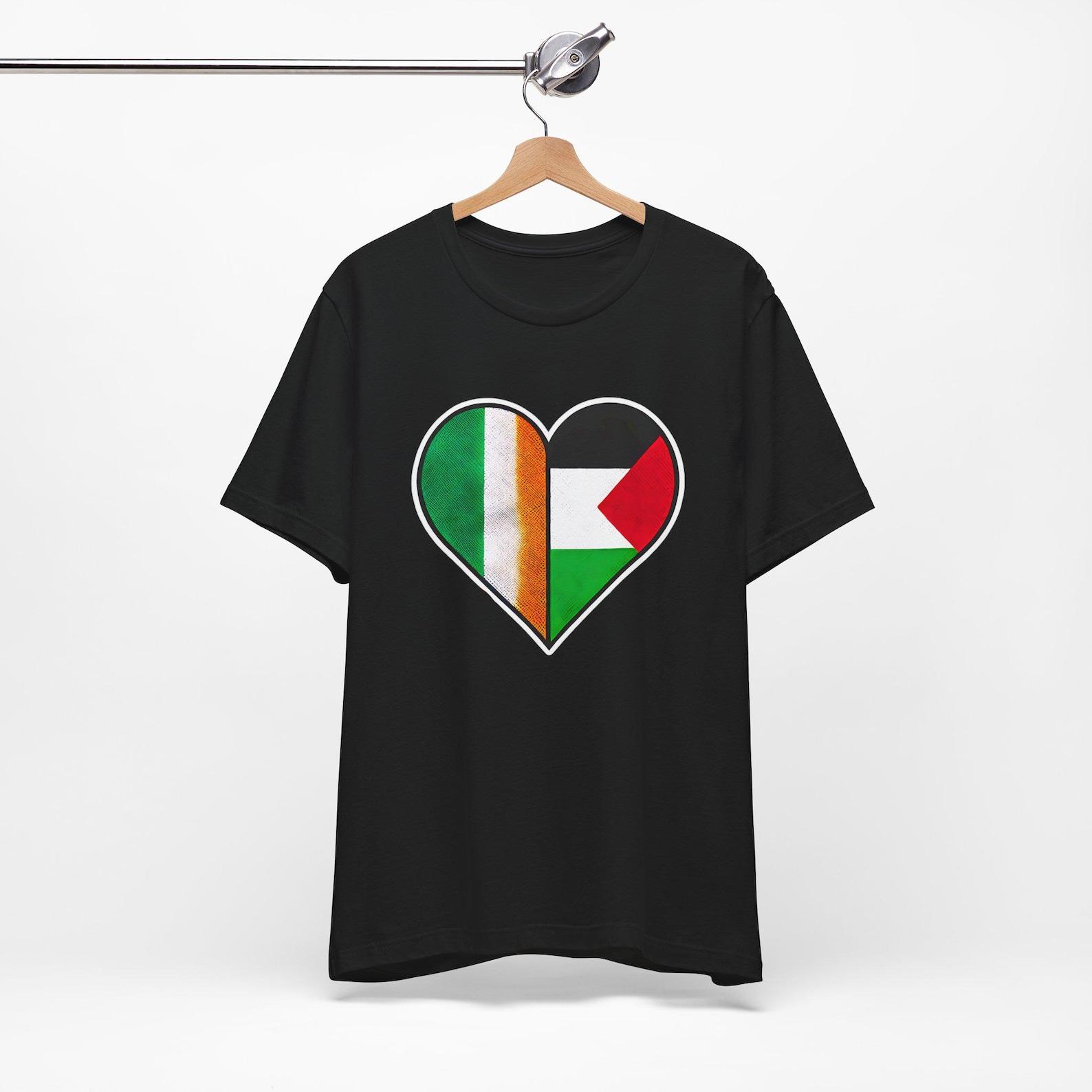 Ireland and Palestine Arab Heritage Solidarity Unisex Tee Shirt, Palestine Flag, Irish Flag, Arab Culture, Immigrant, Arabic Heritage L