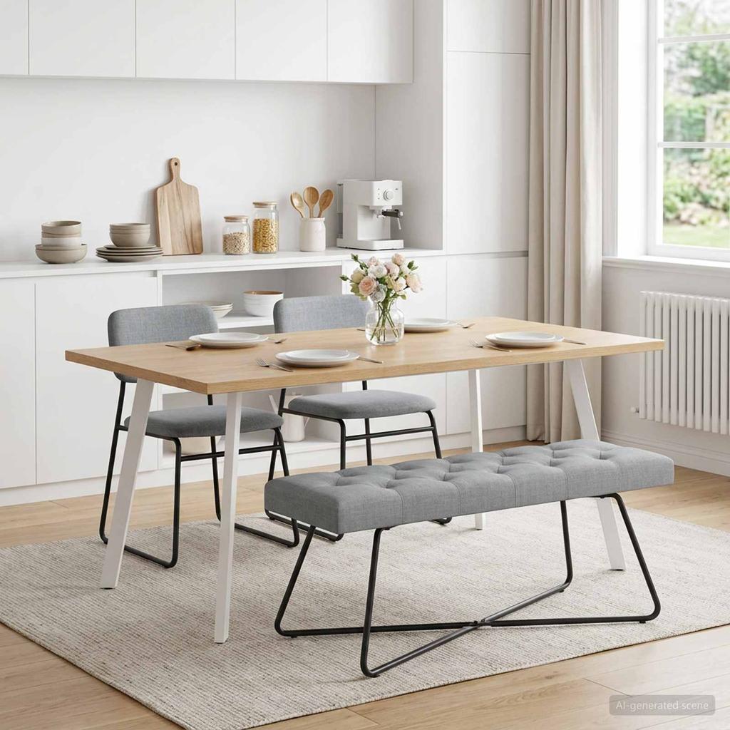 Bench with Button Tufting Light Gray 110 x 40 x 46 cm Fabric