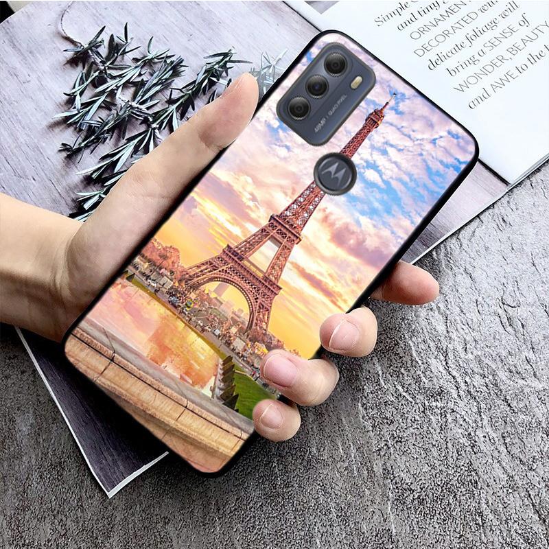 Eiffelturm-Telefon-Kasten für Motorola Moto E32 E20 E40 G22 G52 G20 G30 G100 G60 G50 G10 GPure GStylos G9 One Action Macro