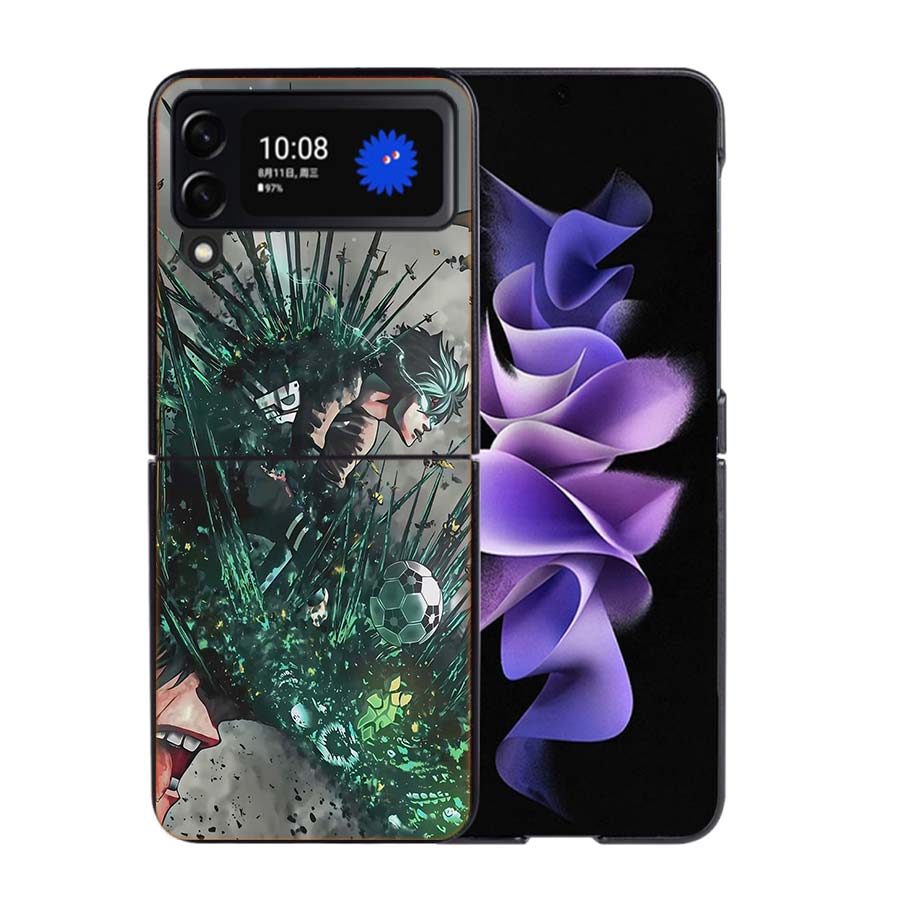 Blue Lock Anime Phone Case For Samsung Z Flip 7 6 5G Galaxy Z Flip4 Z Flip5 Z Flip3 Coque Black Hard PC Shell Protective Cover