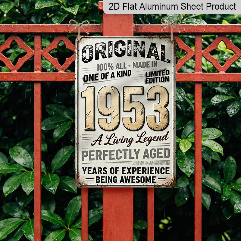 2D Flaches Vintage Metall Aluminium Dekoratives Schild (8'' X 12''), Hergestellt 1953, Perfekt gereift, Original Retro Wandkunst, Lebende Legende Heimdekoration für