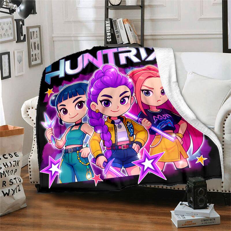 1pc Blanket Kpop Hunter12 Print Design, Lightweight Blanket for Sofa, Bed- Soft &Warm, Gift for All Seasons like Christmas, Halloween