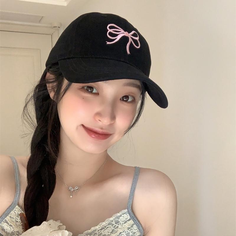 Embroidered Bowtie Hat PonytailHat Long Brims Baseball Hat Fashionable Sun Hat
