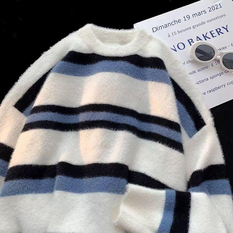 Men's Imitation Mink Sweater - Long Sleeve Knit for Teens